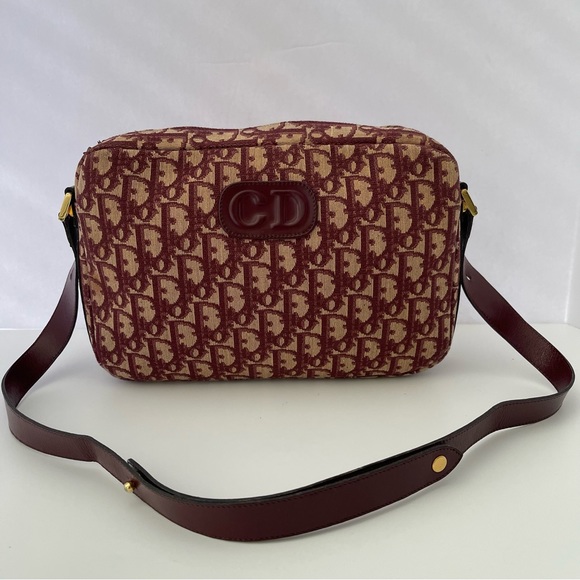 Dior Handbags - Christian Dior 70s 80s Vintage Trotter Monogram Shoulder Bag Crossbody Burgundy